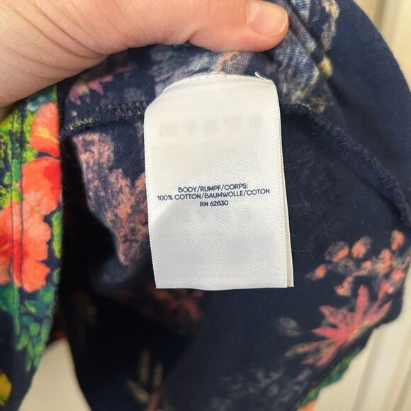 Lands’ End 100% Cotton Blue Red Hawaiian Flower Dress Size L 14-16 - Picture 7 of 10